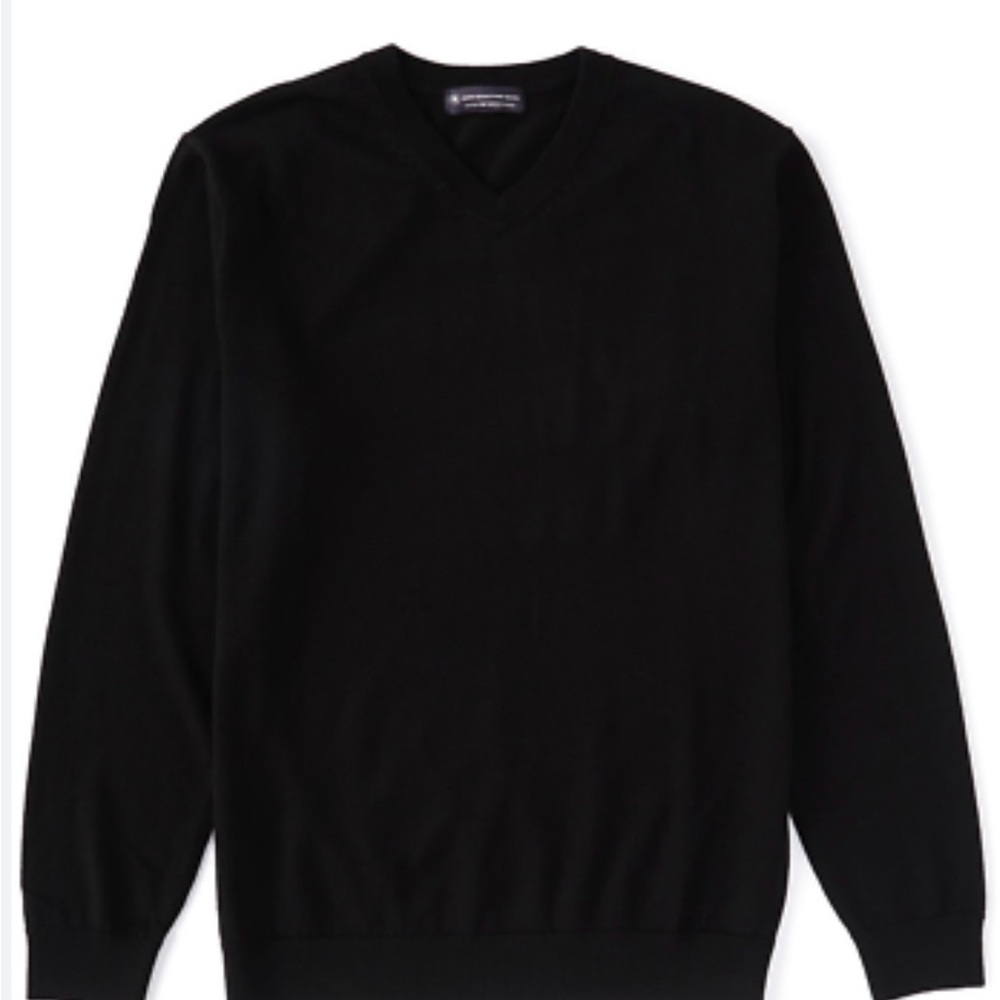 Hart Schaffner Marx Black Crew Neck extra fine Merino Wool Sweater size M